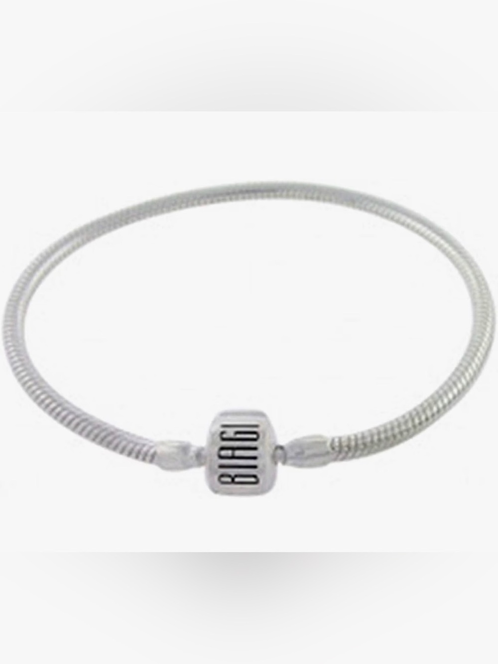 Biagi Sterling Silver Snake Bracelet 7.5” Barrel Clasp Modular Bead Jewelry